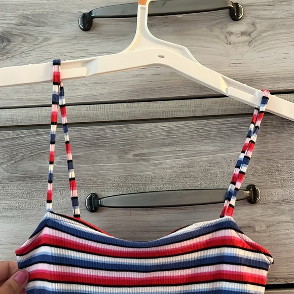 H&M (Divided) mini bodycon dress, red/white/blue/black striped size 4 - Picture 6 of 8